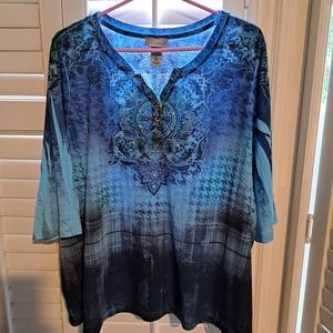 Catherine's 2x petite blue 3/4 length